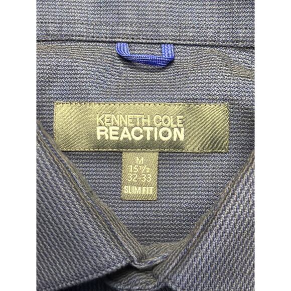 Kenneth Cole Reaction Wrinkle Free Long Sleeve Button Down Blue Mens M Slim Fit - Picture 2 of 8